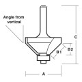 Carb-I-Tool T 8165 B 1/2 - 12.7 mm (1/2”) Shank 65 Degree Chamfering Router Bit w/ Ball Bearing Guide